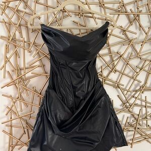 Black Strapless leather dress